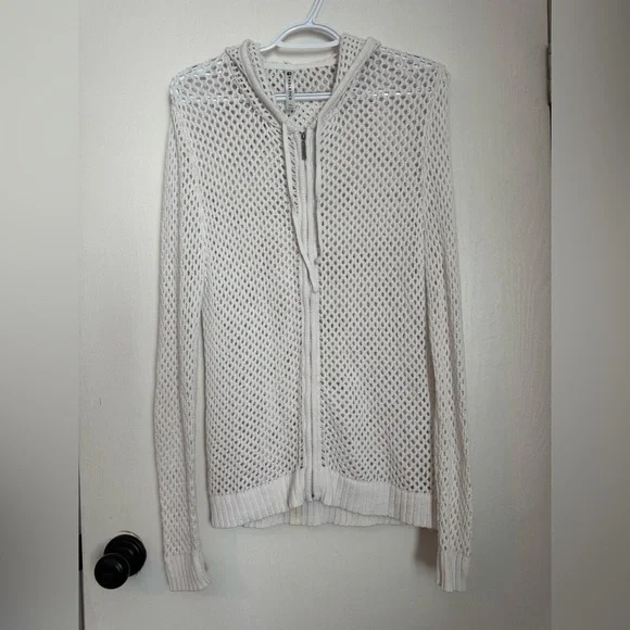 Fabletics Cream Open-Knit Cardigan - Picture 1 of 4